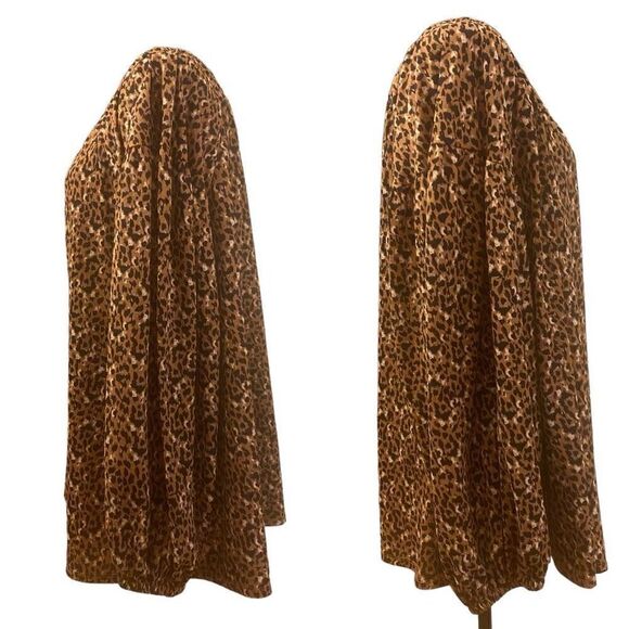 Ava & Viv Leopard Animal Print Long Sleeve Flowy Top Size 2X - Picture 3 of 14